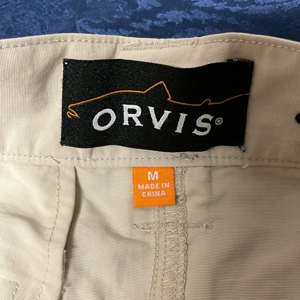 Orvis Men's Tan Cargo Shorts with Orange Zipper Accents, 3 pairs size M - Picture 9 of 10
